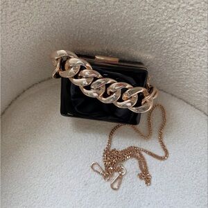 Aldo Black Clutch with Gold Chain